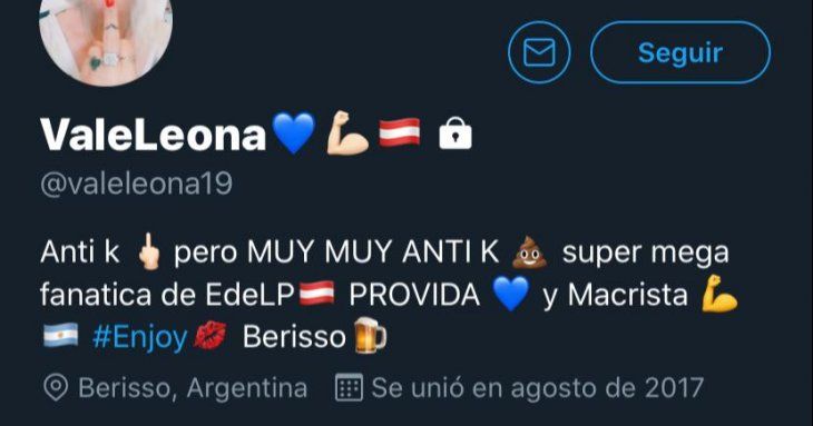 Perfil de Valeria Pereyra.