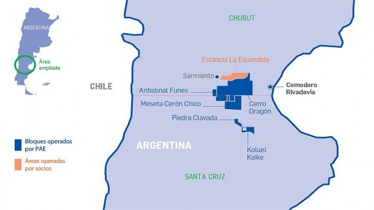 En al Cuenca San Jorge, entre 2001 y 2019, la petrolera PAE incrementó la producción de petróleo en un 43% y la de gas en un 154%.
