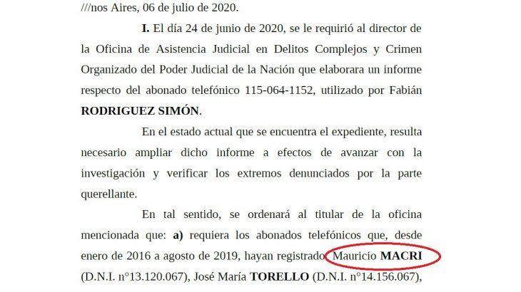 La jueza Servini pide el entrecruzamiento de los llamados entre Mauricio Macri y los miembros de la mesa judicial M