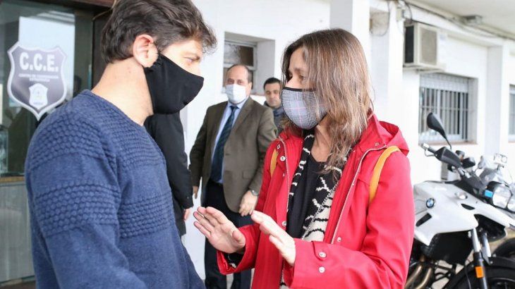 El gobernador bonaerense, Axel Kicillof, y la ministra de Seguridad de la Nación, Sabina Frederic.