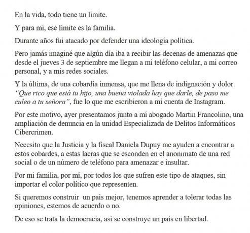 El periodista denunció amenazas virtuales con una publicación en Twitter.