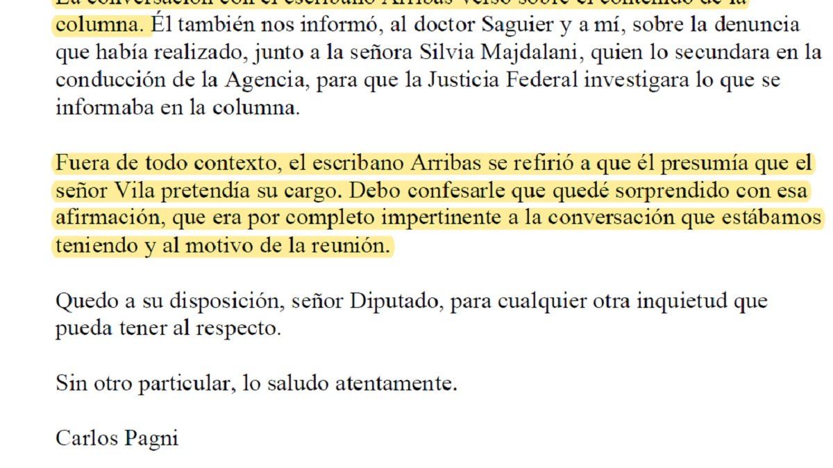 Declaración de Pagni expuso a Arribas y su interna en la AFI con Vila