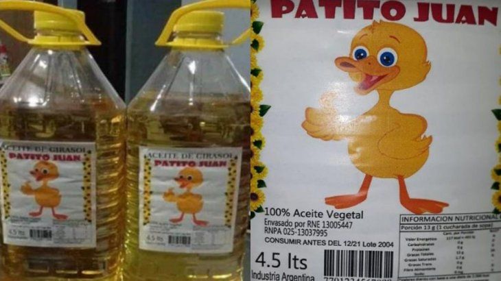 ANMAT prohibió la comercialización del aceite de girasol Patito Juan