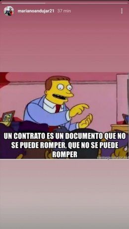 Mariano Andujar, arquero de Estudiantes de la Plata, publicó esta foto en referencia al tener que respetar su contrato y no poder salir rumbo a Europa.