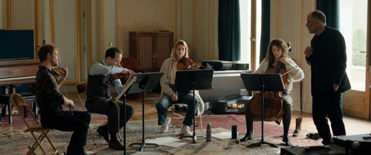 El conflictivo cuarteto de cuerdas, armado ad hoc, junto al compositor en El conflictivo cuarteto de cuerdas, armado ad hoc, junto al compositor en