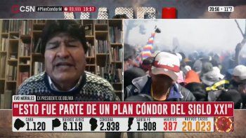 Evo Morales en C5N. (Captura de pantalla).&nbsp;