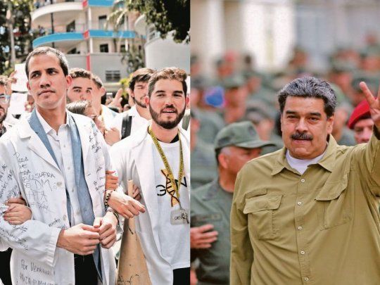 Hombres en pugna. Juan Guaidó se sumó a las manifestaciones en Caracas, mientras Nicolás Maduro buscó asegurar la lealtad de las instituciones militares al régimen.