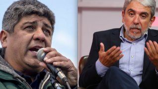 El ministro de Seguridad, Aníbal Fernández, y el cosecretario de la CGT, Pablo Moyano.&nbsp;