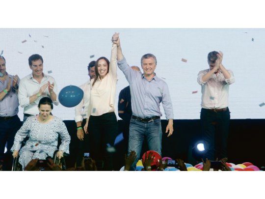Ganador. Mauricio Macri y María Eugenia Vidal festejan en la noche del 22 de octubre pasado el triunfo electoral en las legislativas 2017. Foto: Mariano Fuchila.