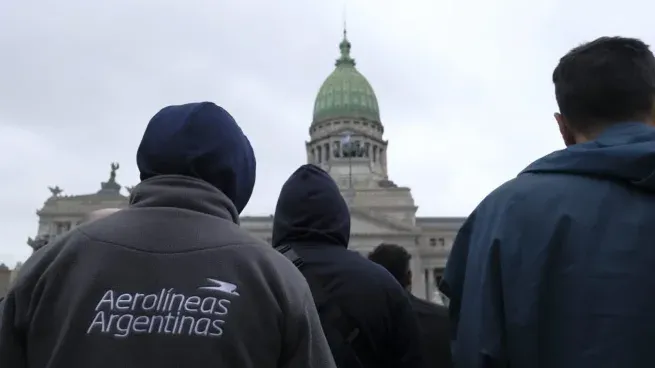 Los aeronavegantes reclaman frente al Congreso.