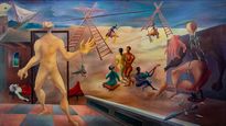 La muerte del patinador (1938), obra de Eolo Pons que se expone en la muestra de Olavarría
