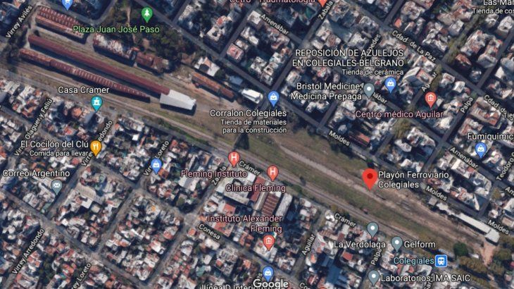 El Playón Ferroviario Colegiales representa una superficie de total de 87.582 m2.