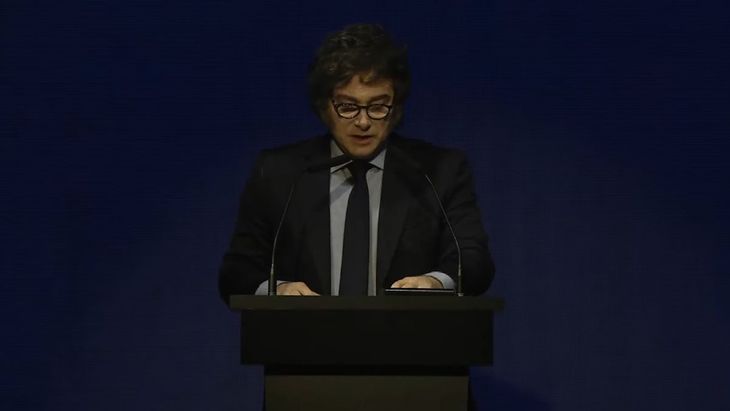 Javier Milei en el marco de los 100 años de la CAC. 