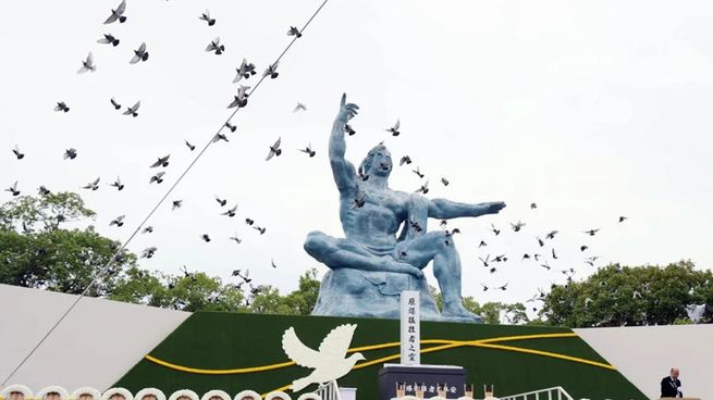 El acto central se realizó en el Parque de la Paz de Nagasaki.