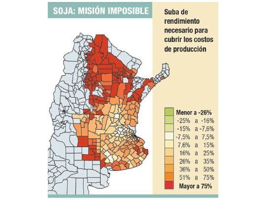Soja y maíz: la producción es inviable en un 85% de las zonas