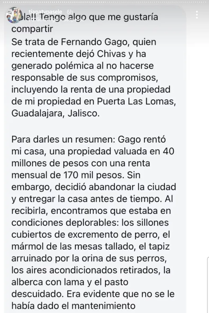 The release of the owner of the house that Fernando Gago rented in Mexico that was shared by the user @tiapatypasele. The release of the owner of the house that Fernando Gago rented in Mexico that was shared by the user @tiapatypasele.