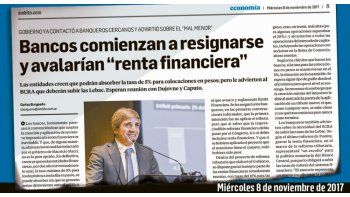Renta Financiera. Este diario anticipó ayer que sería aceptada