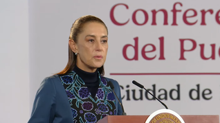 Claudia Sheinbaum en la Mañanera del Pueblo.