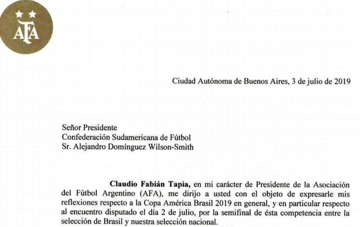 AFA envió una carta a la Conmebol pidiendo explicaciones por el mal arbitraje.