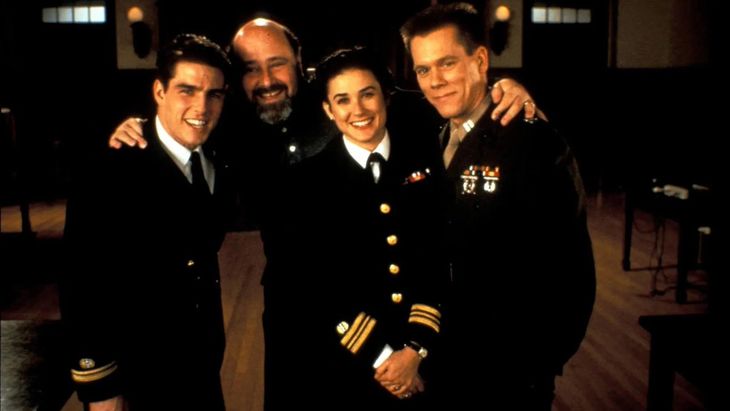 Tom Cruise, Rob Reiner, Demi Moore y Kevin Bacon en el set de Tom Cruise, Rob Reiner, Demi Moore y Kevin Bacon en el set de