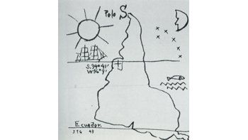 «América invertida» (1943), dibujo de Joaquín Torres García que integra la muestra del Museo de la Universidad Tres de Febrero (Muntref).