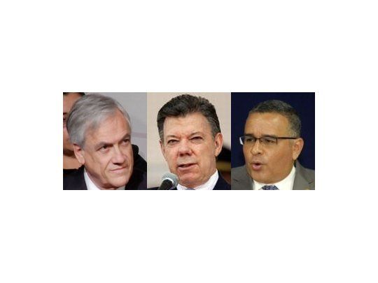 El presidente de Chile, Sebastián Piñera, el de Colombia, Juan Manuel Santos, y el de El Salvador, Mauricio Funes.