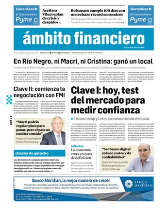 Tapa Edicion Impresa del 2019-04-08
