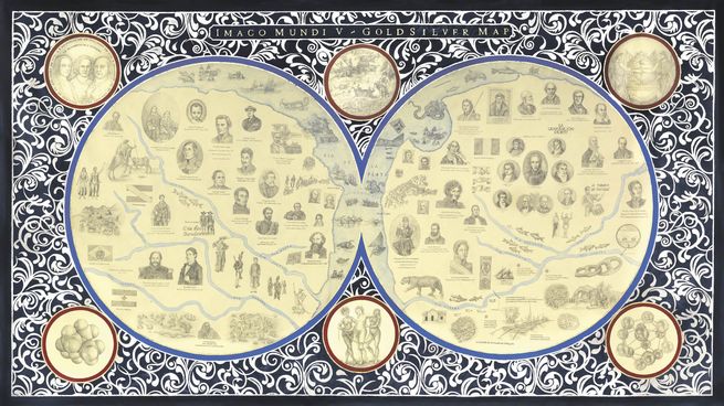 Adriana Bustos. “Imago Mundi V. Goldsilver” de la artista de Bahía Blanca se destaca por su atractivo visual.