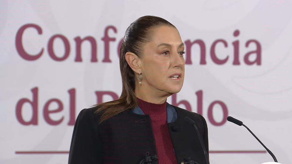 Claudia Sheinbaum en la Mañanera del Pueblo de este viernes.