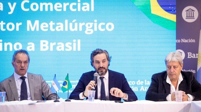 Daniel Scioli, Santiago Cafiero y Abel Furlán.