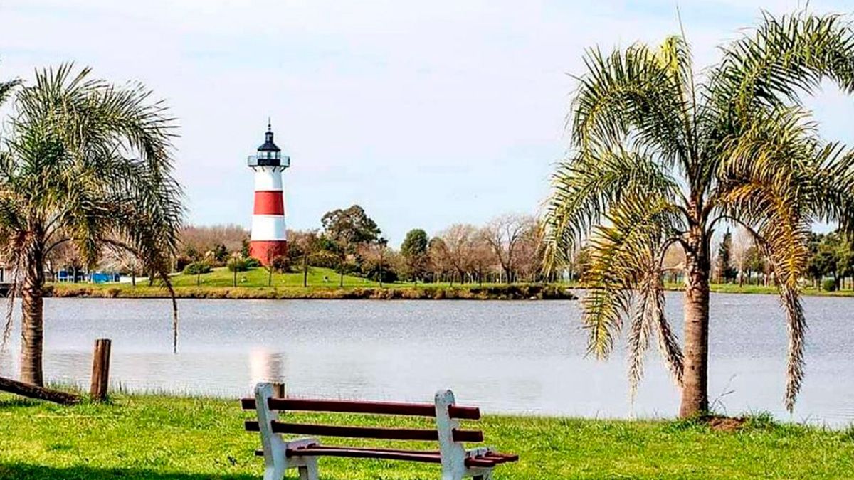 The charming town of Buenos Aires with a lake and lighthouse in the heart of the town