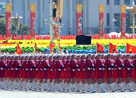 Parte del contingente militar que desfiló por Plaza Tiananmen.