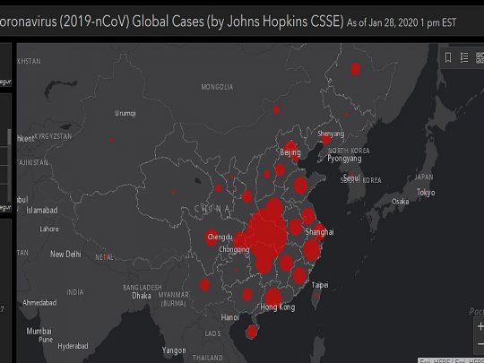 El mapa online del avance del coronavirus