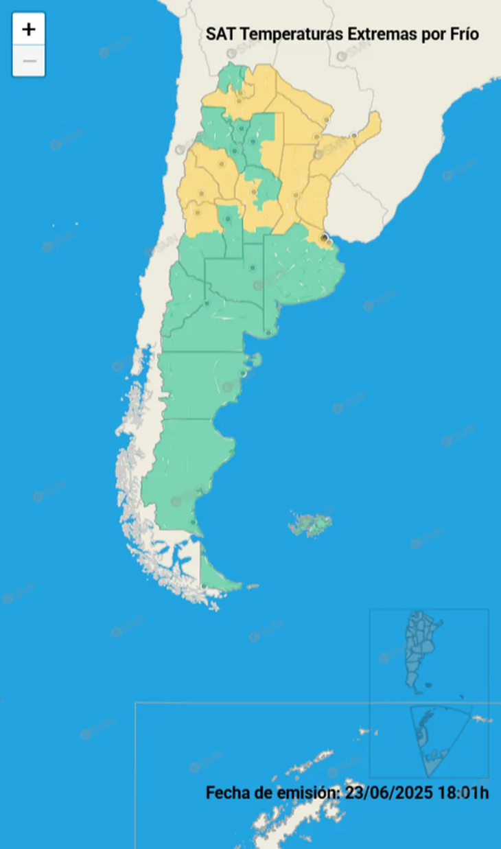 Alerta amarilla por frío extremo. Alerta amarilla por frío extremo.