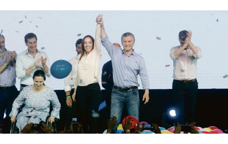 Ganador. Mauricio Macri y María Eugenia Vidal festejan en la noche del 22 de octubre pasado el triunfo electoral en las legislativas 2017. Foto: Mariano Fuchila.