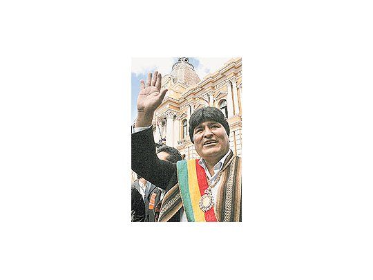Evo Morales, tras asumir como presidente.