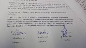 El contrato que marca la cláusula para ausentarse en caso de algún recital del Indio Solari.