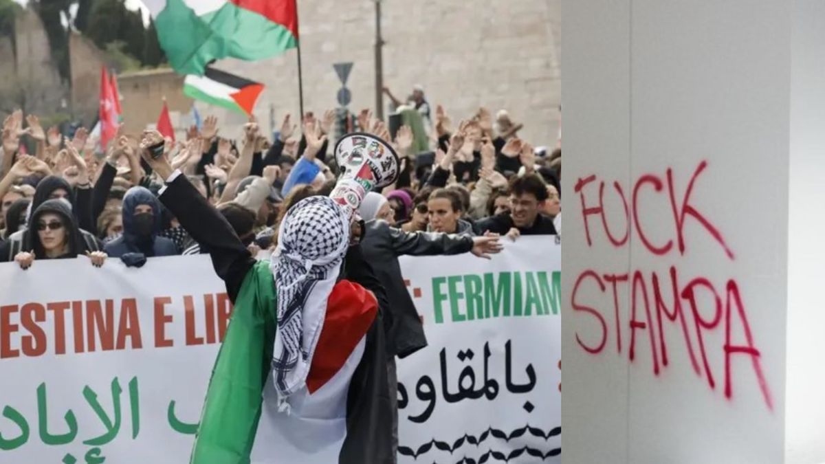 Una multitud de activistas pro Palestina irrumpió y destruyó la redacción de un reconocido diario italiano
