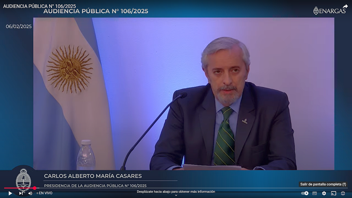 Public audience for the five -year review of the gas rates: continue live