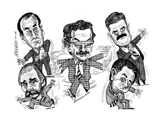 Mauricio Macri entre Eduardo Duhalde, Ricardo López Murphy, Luis Patti y Jorge Sobisch, en busca de destino electoral 2005.