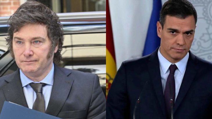 Javier Milei y Pedro S&aacute;nchez.