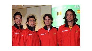 El equipo español: Verdasco, Ferrer, Nadal y Feliciano López.
