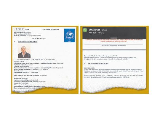 Copia de la “circular azul” que Interpol difundió ayer a pedido del equipo de fiscales del caso AMIA. Hace meses que éstos intentan dar con el espía Stiuso, que está imputado en ocho expedientes en el fuero federal. El trámite de Interpol se efectuó vía el juzgado federal de Norberto Oyarbide.