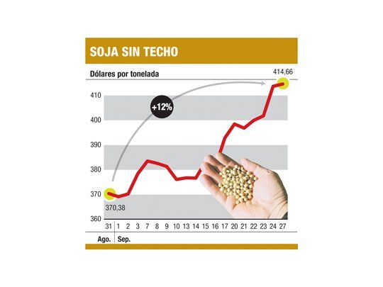 Soja imparable: avanzó un 12% en lo que va del mes