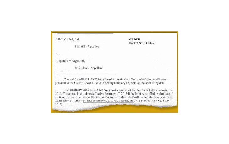 ámbito.com | La Cámara de Apelaciones de Nueva York “retó” ayer, por escrito y de manera firme, a la Argentina por no haber presentado a tiempo las argumentaciones para justificar el levantamiento del “desacato” dictado por Griesa.