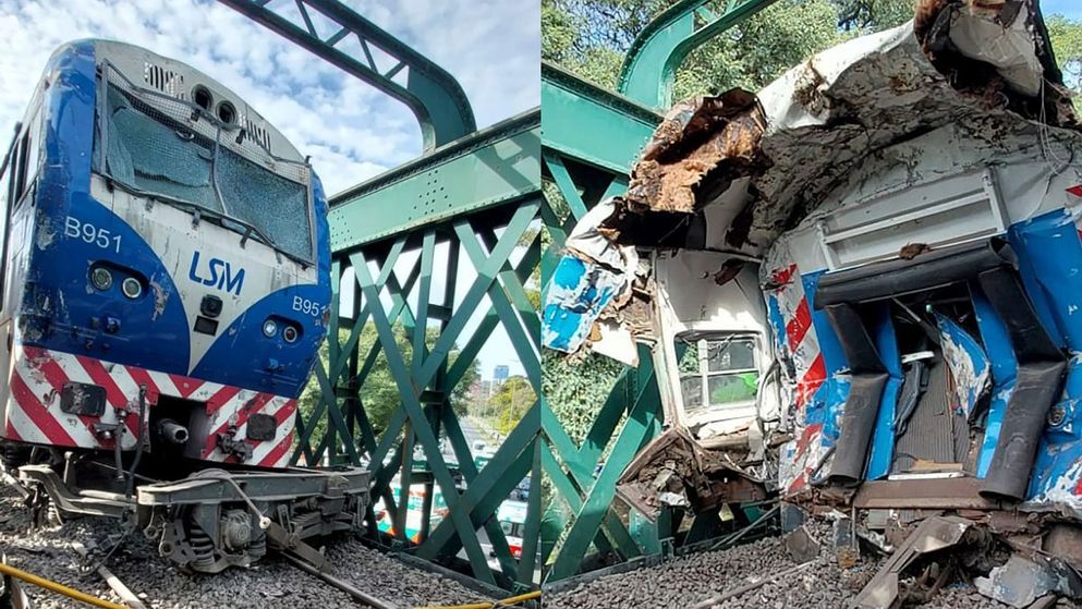 Dos formaciones del tren San Martin chocaron y provocaron el descarrilamiento de un tren de pasajeros.