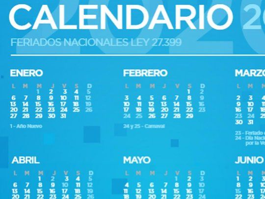 El calendario oficial de Feriados 2020, publicado por el Ministerio de Interior