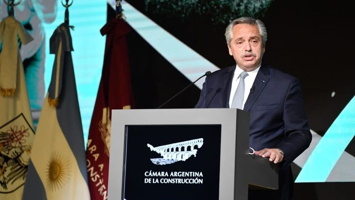 El presidente Alberto Fernández durante el cierre de la convención anual de la Cámara Argentina de la Construcción (Camarco).&nbsp;