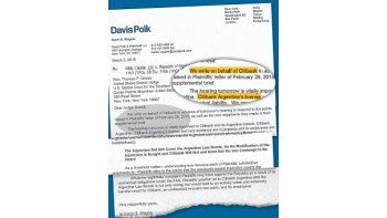 El Citibank presentó un escrito ante el juez Thomas Griesa en el que defiende la emisión de deuda fuera de Wall Street. Asegura que pagar en Buenos Aires tiene un mayor riesgo que la Argentina ya asumió.