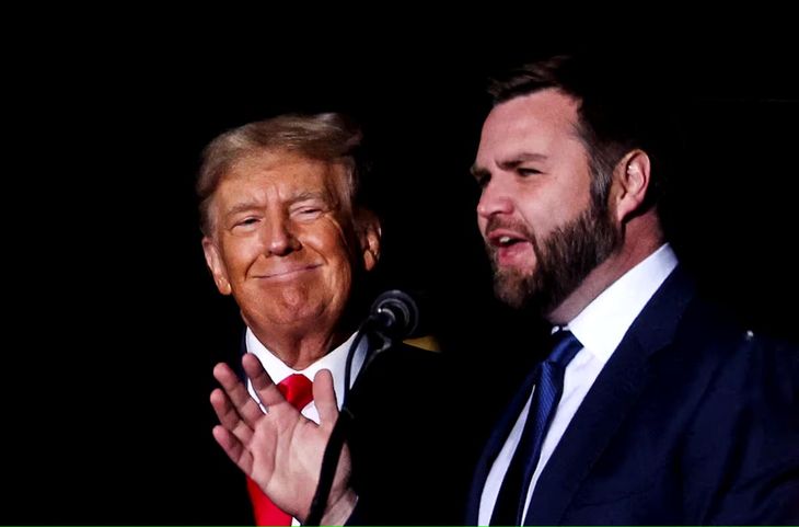 Donald Trump with his running mate, JD Vance. Donald Trump with his running mate, JD Vance.